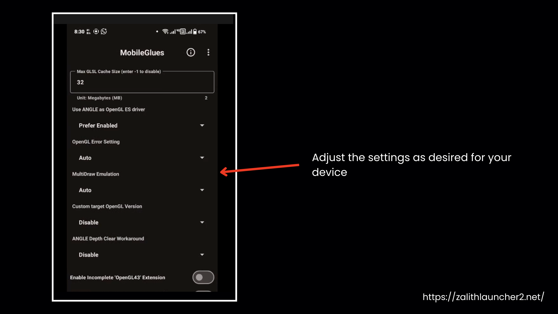 Adjust MobileGlues Settings