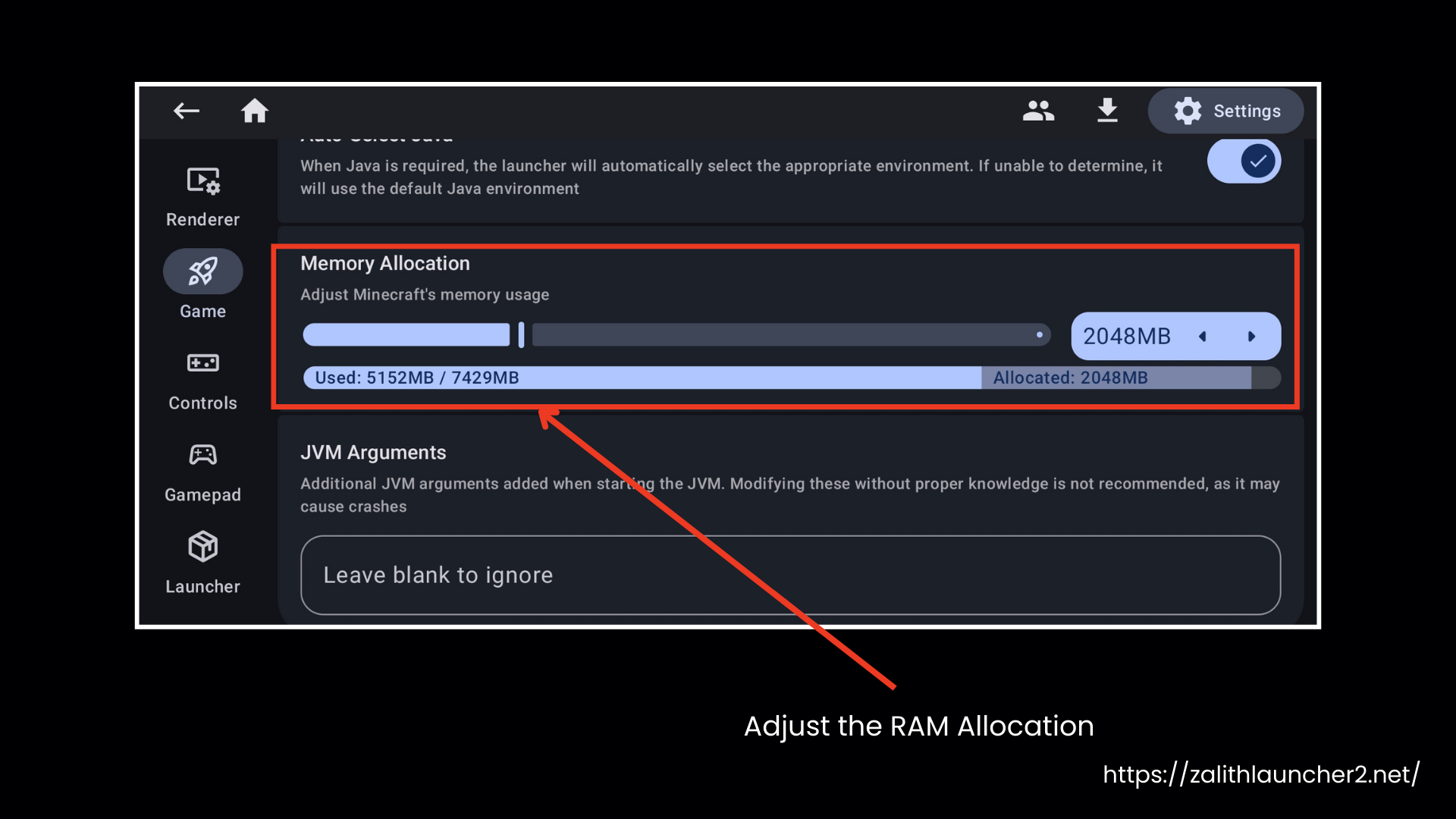 Adjust the RAM Allocation