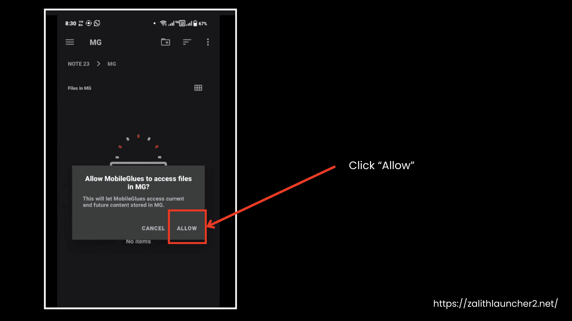 Click Allow to Access FIles