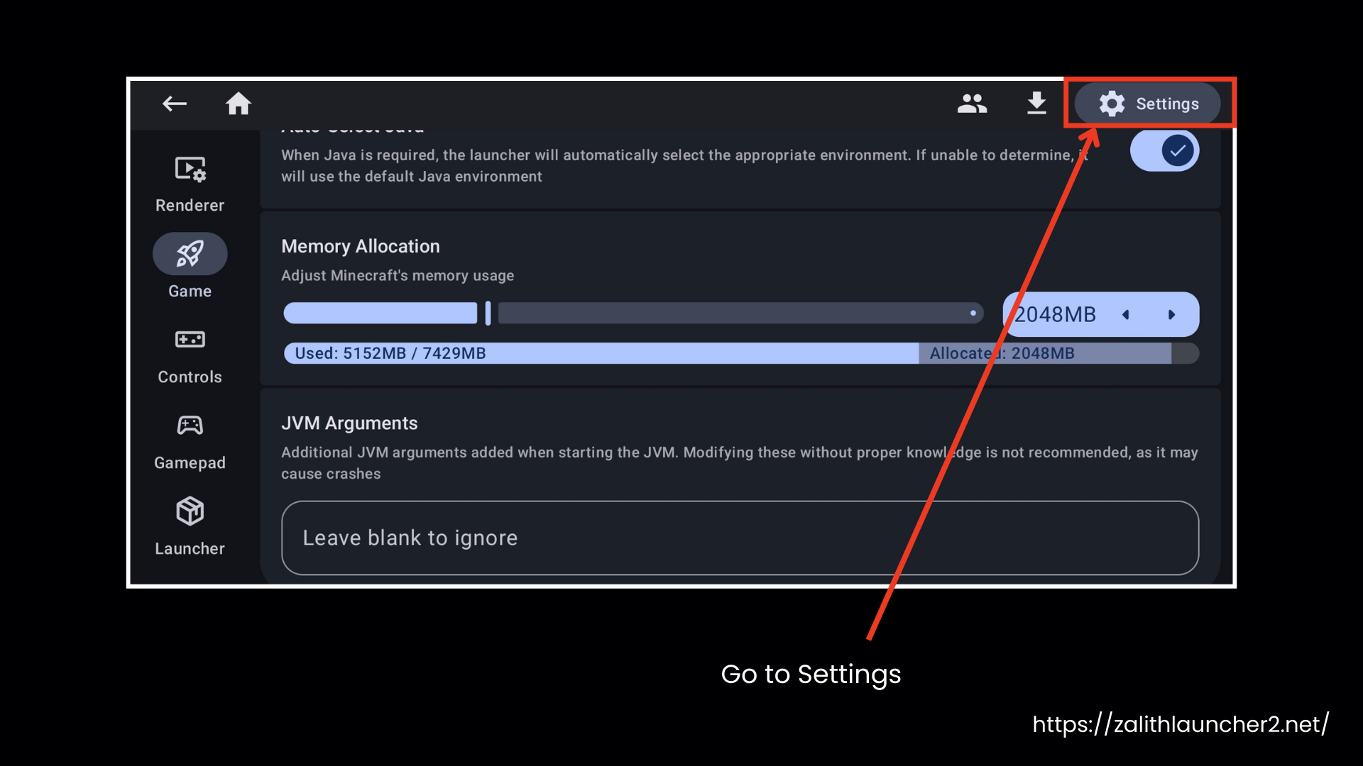 Go to Launcher Settings
