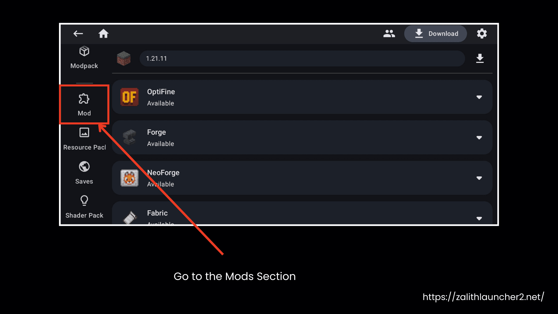 Go to Mods