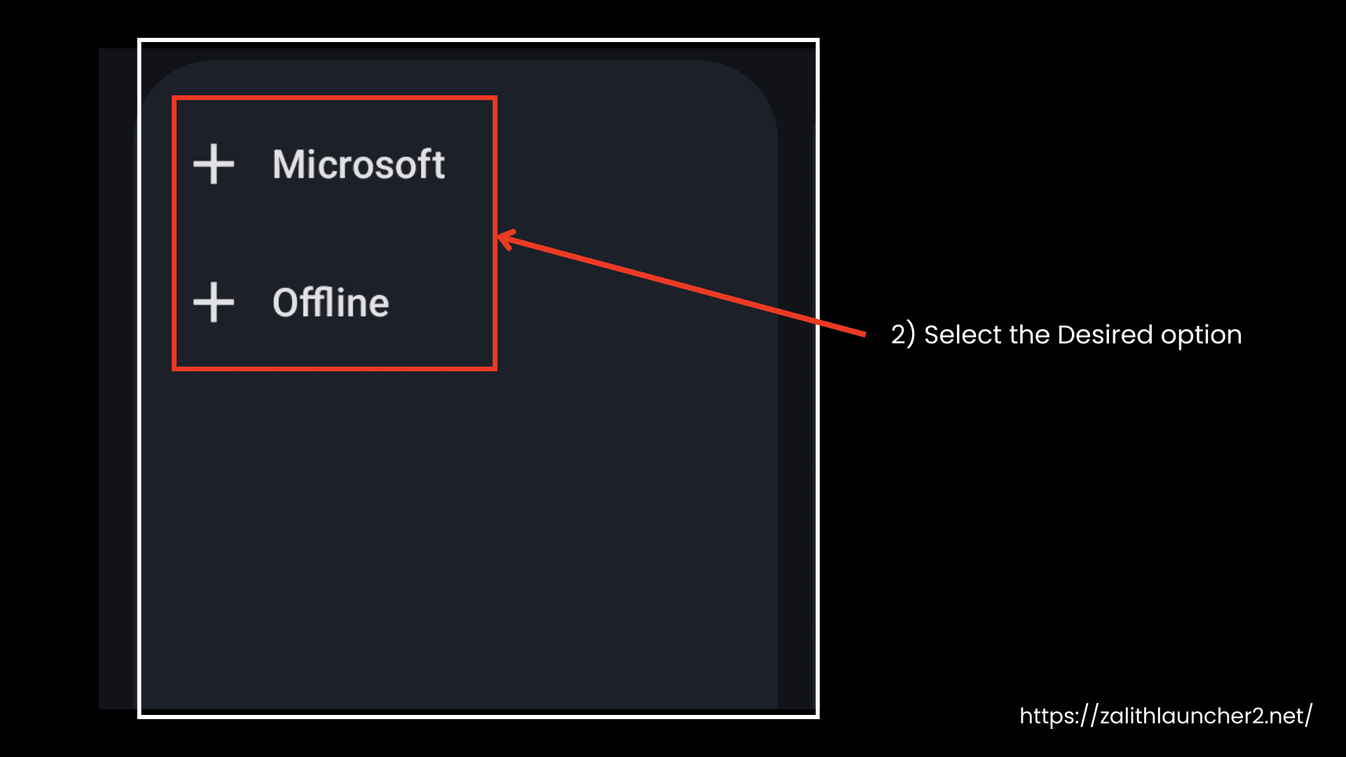 Select Desired Login Option