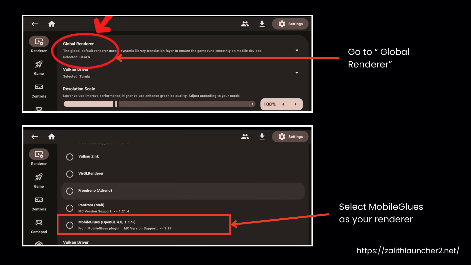 Select MobileGlues as Your Renderer